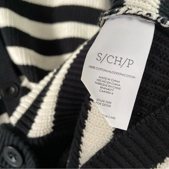 Cabi Whistle Striped Cardigan Knit 100% Cotton Short Sleeve Button Front Small - Picture 8 of 10